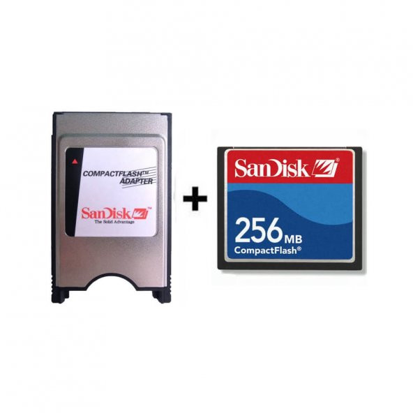 Sandisk Pcmcıa-Cf Adaptör + 256Mb Cf Kart Compact Flash Kart ürün görseli 1