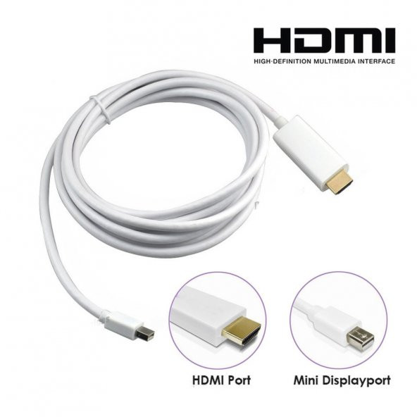 Mini Displayport Thunderbolt To Hdmi Kablo Macbook Görüntü 3Mt - Resim 4