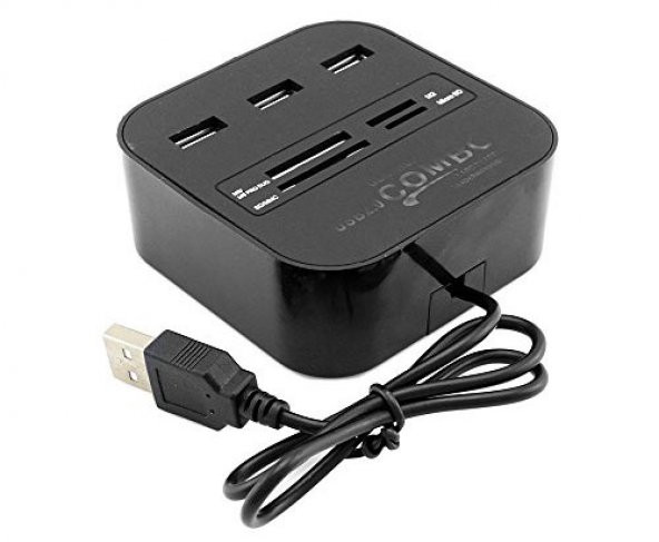 3 Port USB 2.0 Hub - USB Çoklayıcı + USB Kart Okuyucu ürün görseli 1