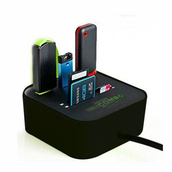 3 Port Usb 2.0 Hub Usb Çoklayıcı Usb Kart Okuyucu ürün görseli 1