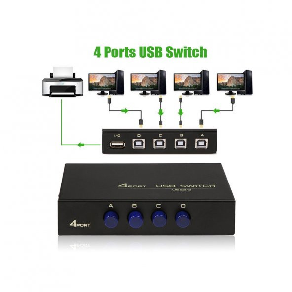 4 Port Çoklu Bağlantı Yazıcı Printer Usb Çoklayıcı Switch Hub ürün görseli 1