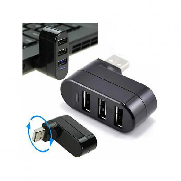 3 Port 360 Dirsek Usb Hub Çoğaltıcı Çoklayıcı Usb 2.0 Çoklama ürün görseli 1