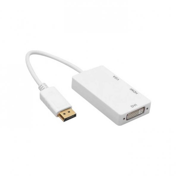 Displayport To Hdmi Vga Dvi Çevirici Adaptör Beyaz ürün görseli 1