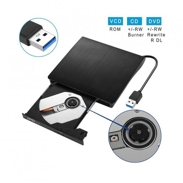 Harici Usb 3.0 Taşınabilir Dvd Writer Cd Dvd Yazıcı Okuyucu ürün görseli 1