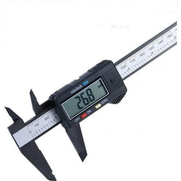 Turbosepet Kumpas Dijital Karbon Fiber Hassas 150Mm Kalınlık Ölçer Pil Dahil ürün görseli 1