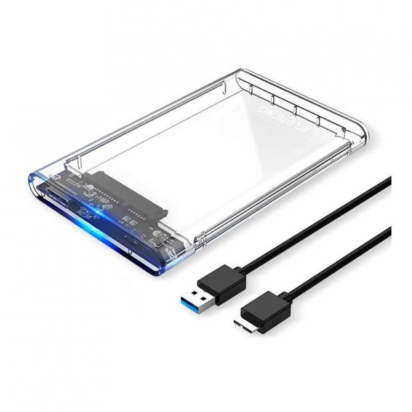 Kuvars 2.5 İnç Sata Usb 3.0 Harddisk Kutusu - Şeffaf - Micro Usb ürün görseli 1
