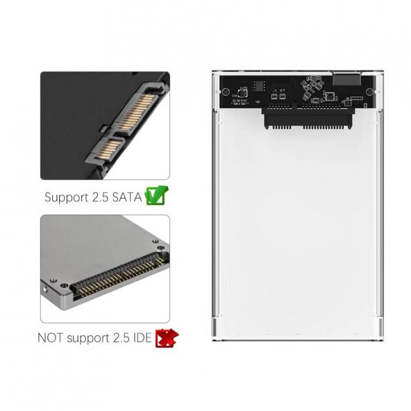 Kuvars 2.5 İnç Sata Usb 3.0 Harddisk Kutusu - Şeffaf - Micro Usb - Resim 5
