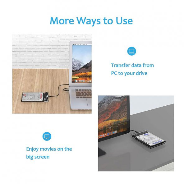 Kuvars 2.5 İnç Sata Usb 3.0 Harddisk Kutusu - Şeffaf - Micro Usb - Resim 7