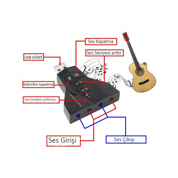 Wozlo 7.1 Virtual Sound 3D Usb Ses Kartı - Resim 3