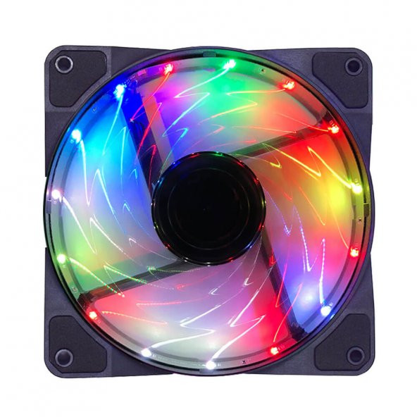 12Cm Kasa Fanı 3D 15 Led Rgb Soğutucu Fan Sessiz Renkli Işıklı ürün görseli 1