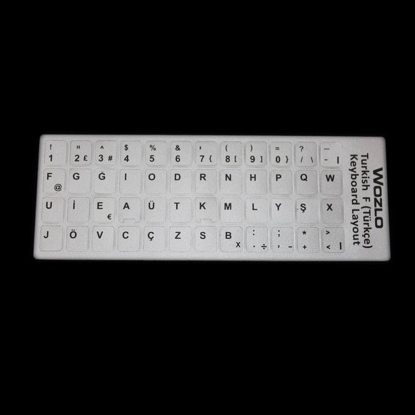 Laptoplar Için Türkçe F Klavye Sticker - Klavye Etiketi - Gri ürün görseli 1