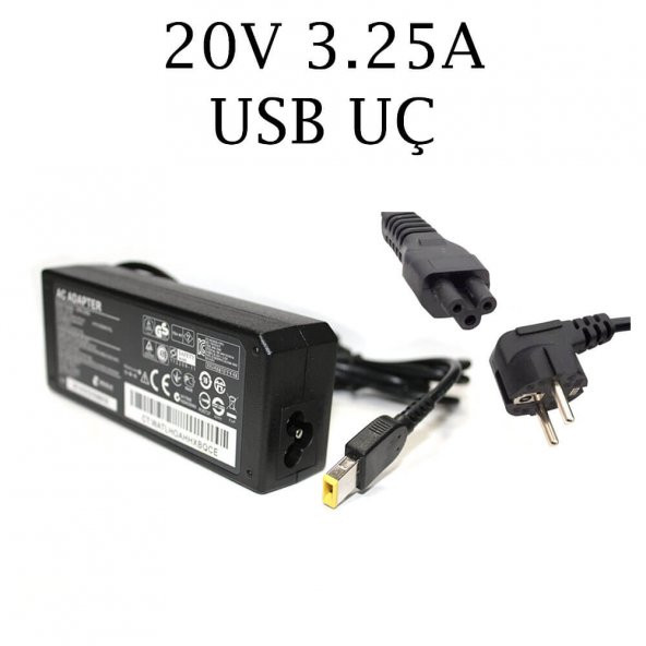 Koodmax Lenovo X1 Carbon 5Th Gen 20V 3.25A Usb Kare Uç Adaptör Şarj Aleti ürün görseli 1