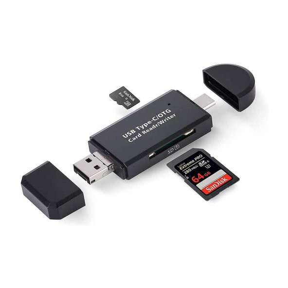 Usb Type C Kart Okuyucu Micro Usb Sd Tf Otg Hafıza Kart Okuyucu ürün görseli 1