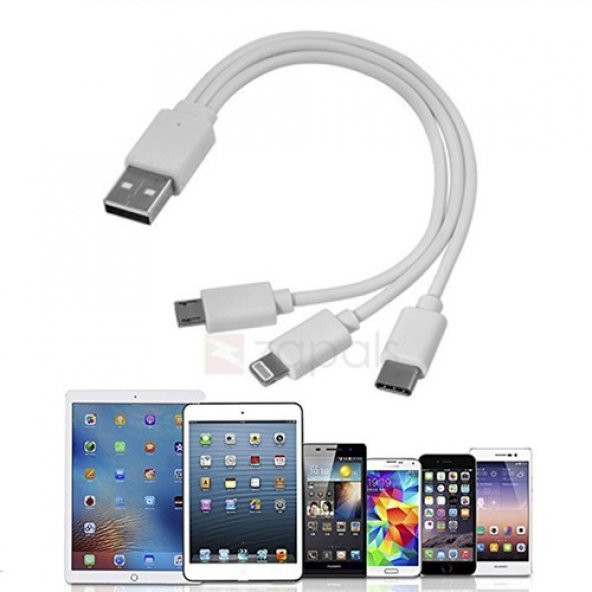 Usb Data Şarj Kablosu Çoklu Şarj Kablosu Mikrousb Lightning Typec - Resim 2