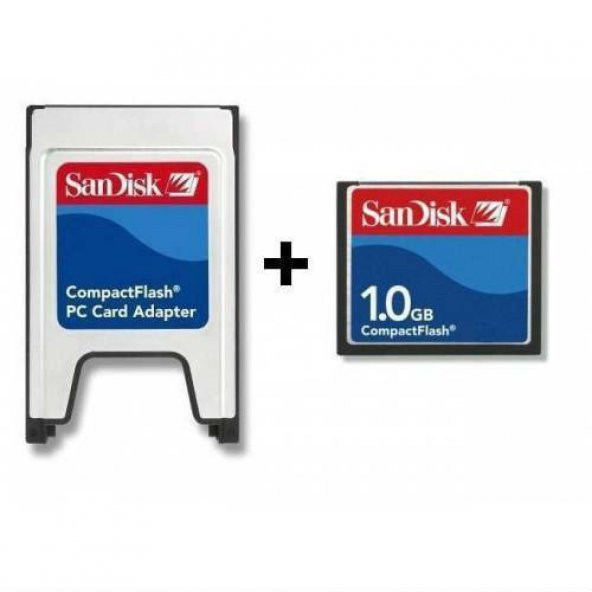 Sandisk 1 Gb Compact Flash Kart + Pcmcıa Adaptör Cnc Torna Uyumlu ürün görseli 1