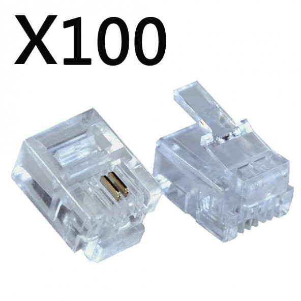 Rj11 Konnektör Rj11 6P2C Konnektör Jack 100 Adet ürün görseli 1
