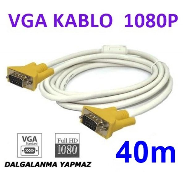 Vga Kablo Full Hd Projeksiyon Lcd Monitör Görüntü Kablosu 40Mt ürün görseli 1