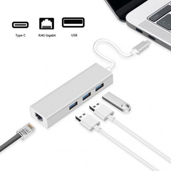 Type C USB Hub USB Type-C To 3 Port USB 3.0 Çoklayıcı 1000 Mbps ürün görseli 1