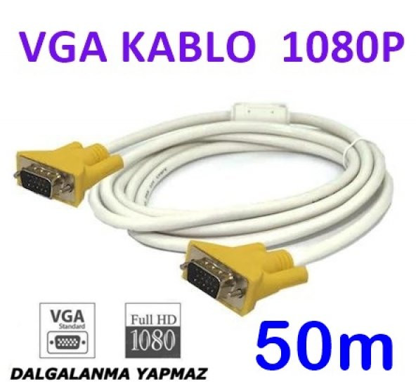 Vga Kablo Full Hd Projeksiyon Lcd Monitör Görüntü Kablosu 50Mt ürün görseli 1
