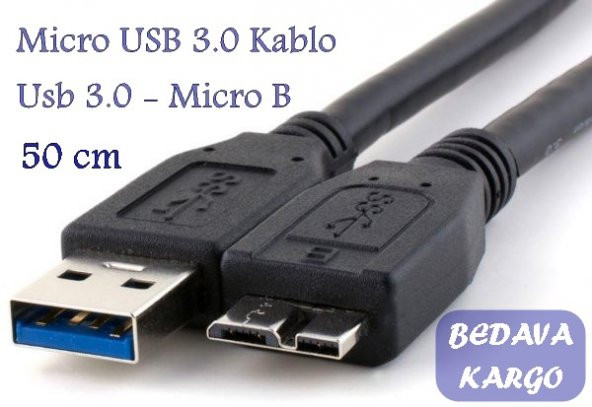 Micro Usb 3.0 Hdd Harddisk Yüksek Hız Şarj Data Kablosu 50 Cm ürün görseli 1