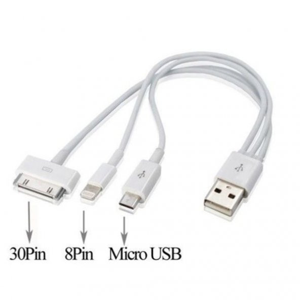 Iphone 4 4S 5 5S 6 6S Plus Micro Usb Çoklu Şarj Kablo 3 In 1 ürün görseli 1