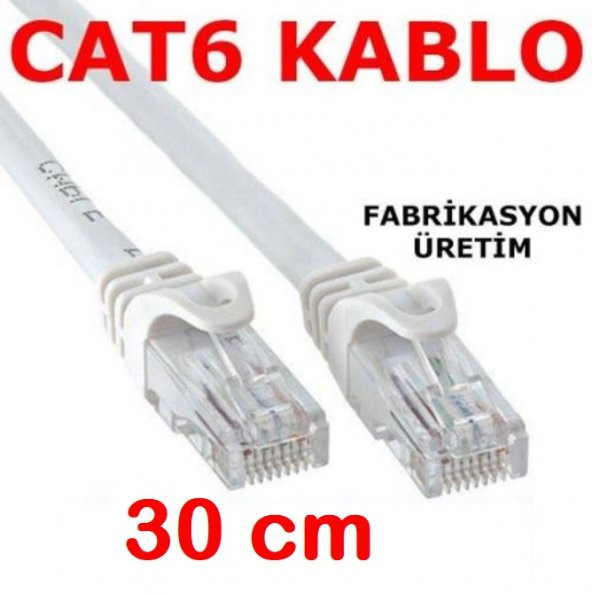 Cat6 Kablo Ethernet Adsl Lan Patch Kablo Fabrikasyon Uçlar 30 Cm ürün görseli 1