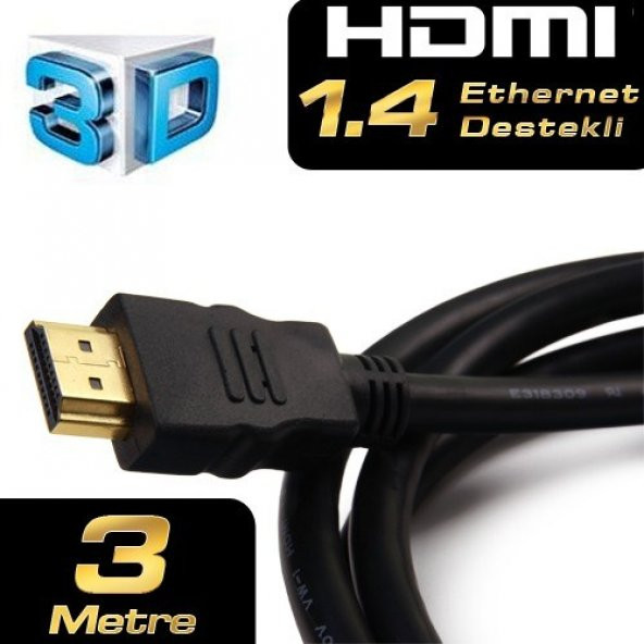 Hdmi Kablo Görüntü Ses Full Hd 3D Led Tv Hdmi Kablo 3 Metre ürün görseli 1