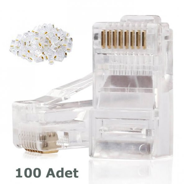 Rj45 Cat6 Altın Uçlu Jack Konnektör 100 Adet ürün görseli 1