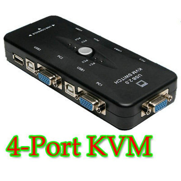 Usb Vga Kvm Switch 4 Port 4 Pc Kasa Bağlanabilir Tek Kontrol ürün görseli 1