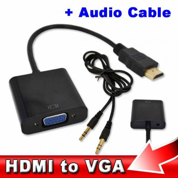 Hdmi To Vga Kablo Görüntü Ses Dönüştürücü Ses Kablosu ürün görseli 1