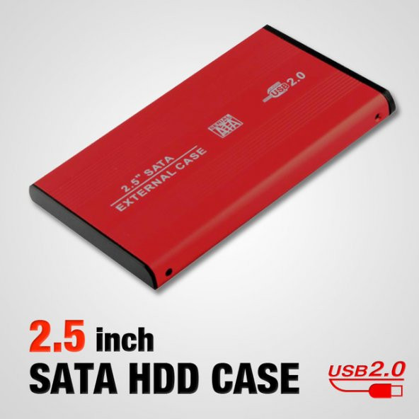 2.5 Inç Kırmızı Sata Harddisk Kutusu - Hdd Kutu ürün görseli 1