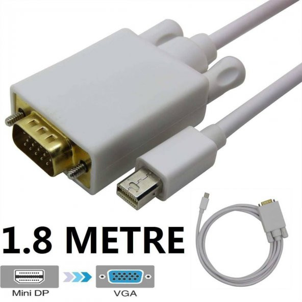 Macbook Pro Air Mini Displayport To Vga Çevirici Kablo 1.8M ürün görseli 1