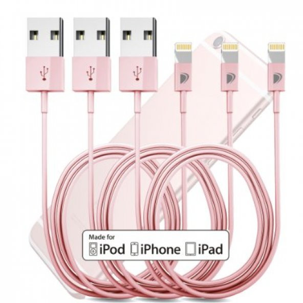 Apple İphone 5 5S 6 Plus 7 7S Plus Usb Şarj Data Kablo Gold Rose ürün görseli 1