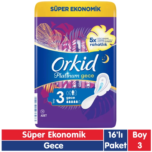 Orkid Platinum Süper Ekonomik Ped Gece 16 Adet ürün görseli 1