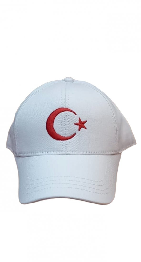 salarticaret Beyaz Ay Yıldızlı Şapka Standart Beden ürün görseli 1