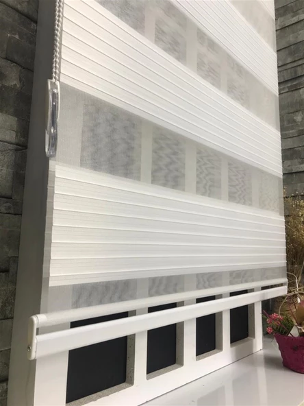 StorBurada Pliseli Stor Zebra Perde Ekru STB481-D  Ekru 150 x 200 - Resim 3