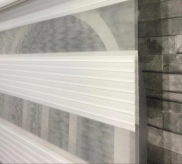 StorBurada Pliseli Stor Zebra Perde Ekru STB481-D  Ekru 100 x 260 - Resim 5