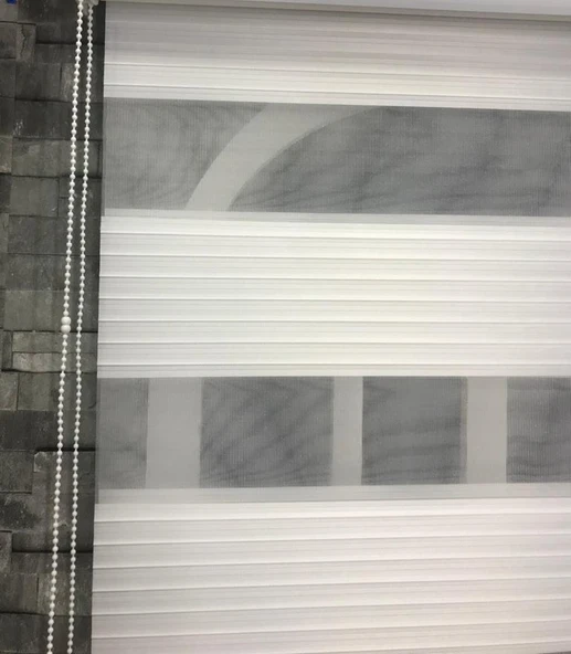 StorBurada Pliseli Stor Zebra Perde Ekru STB481-D  Ekru 150 x 260 - Resim 6