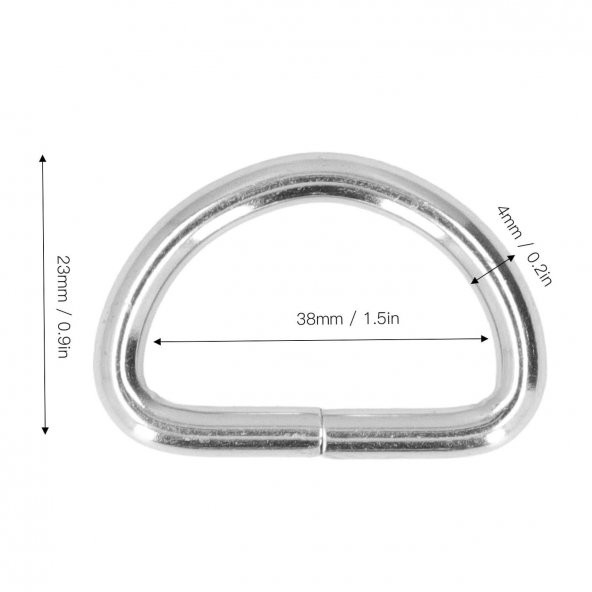 10 Adet Metal D Halka 38mm Genişlik Çanta Yapımı İçin ürün görseli 1