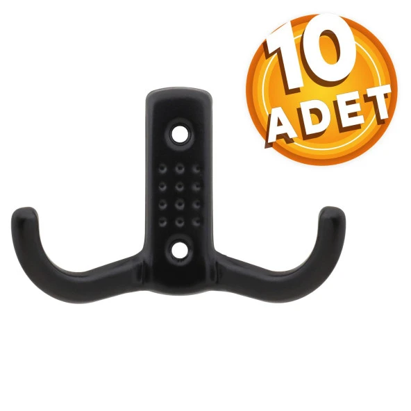 Askı Noktalı Elbise Vestiyer Duvar Askısı Dolap Elbise Askılığı Mat Siyah Metal Askı (10 ADET) ürün görseli 1