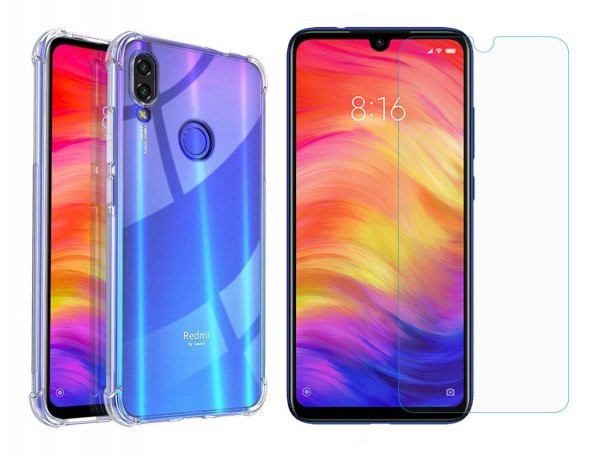 Redmi Note 7 Zore Antişok Silikon Kılıf Kenar Korumalı + Nano Cam ürün görseli 1