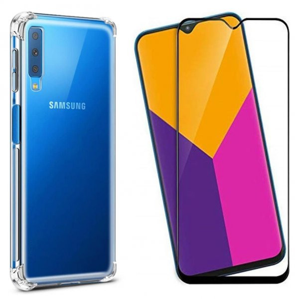 Samsung Galaxy A70 Kılıf Kenar Korumalı Silikon + 6D Nano Cam ürün görseli 1