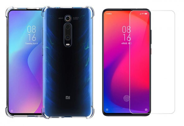 Xiaomi Mi 9T Kılıf Antişok Silikon Kenar Korumalı + Nano Cam ürün görseli 1