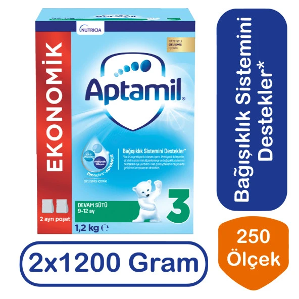Aptamil Devam Sütü 3 Numara 1200 Gr 2 Li Paket ürün görseli 1