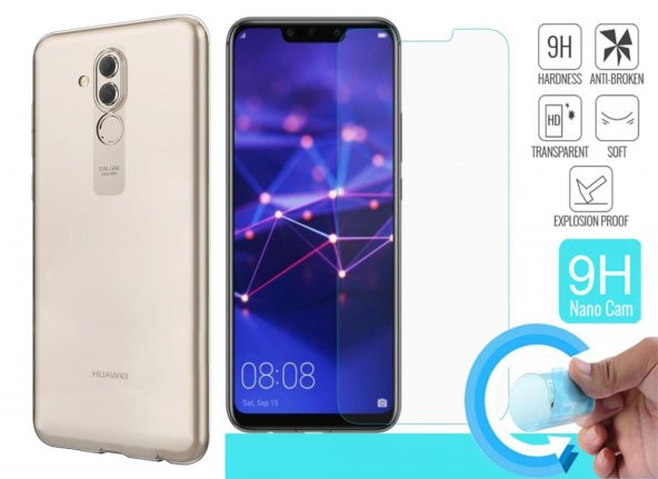 Huawei Mate 20 Lite Kılıf Şeffaf Silikon Kamera Koruma + Nano Cam ürün görseli 1