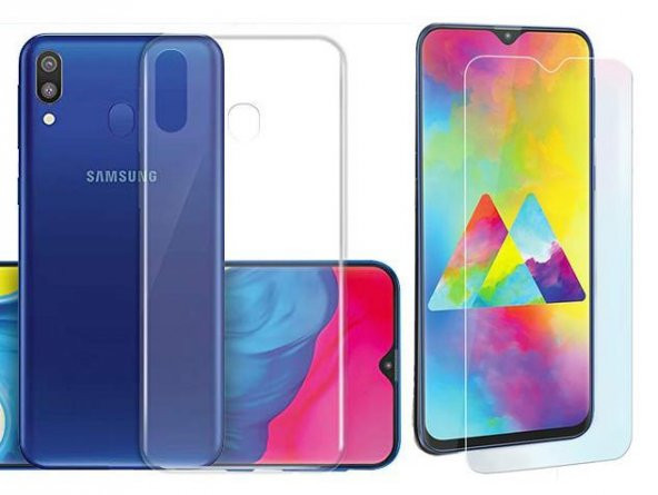 Samsung Galaxy M10 Zore Şeffaf Silikon Kılıf + Esnek Nano Cam ürün görseli 1