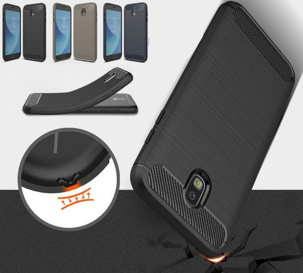 Samsung Galaxy J5 Pro Kılıf Karbon Fiber Silikon Kapak + Cam ürün görseli 1