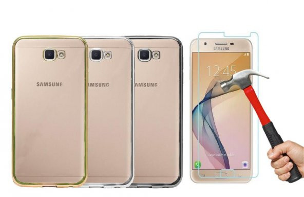 Samsung Galaxy On5 2016 G5510-G5520 Prime Lazer Kaplama Silikon Kılıf + Cam ürün görseli 1