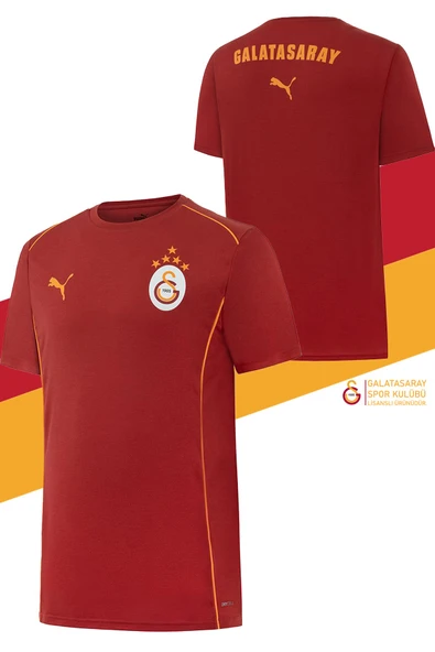 Galatasaray Orijinal Lisanslı Sıfır Yaka Kırmızı Antrenman 5 Yıldızlı T-Shirt ürün görseli 1