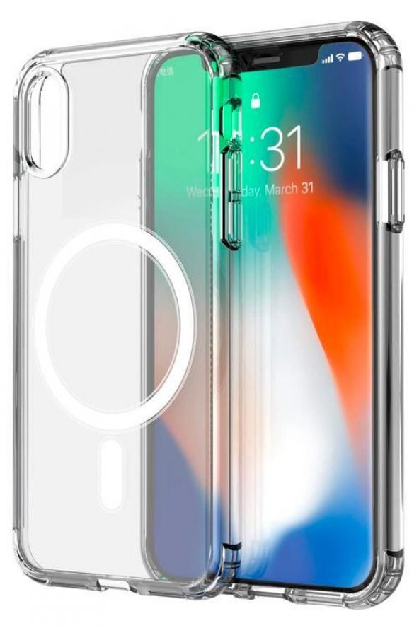 Apple iPhone X XS 5.8 Kılıf Wireless Şarj Destekli Manyetik Manyetik Şeffaf Kapak ürün görseli 1